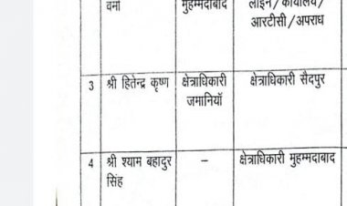 बलराम संभालेंगे कासिमाबाद क्षेत्राधिकारी का पद