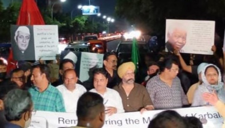 हुसैनी यूथ ने निकाला कैन्डिल मार्च ,सभी धर्म के लोगों ने शामिल होकर दिया एकता का संदेश