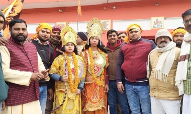 जय श्री राम के नारे के साथ बहलोलपुर में निकला भव्य श्री राम शोभायात्रा